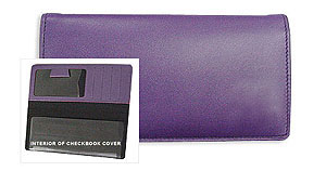 Violet Leather Checkbook Cover